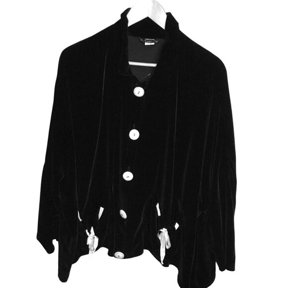 VTG Angel Pie Women Pants Set Langelook Black Velvet Ribbons Oversized OSFM - Picture 1 of 14